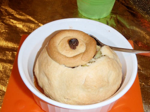 Apple dumpling Homemade apple dumpling with raisin