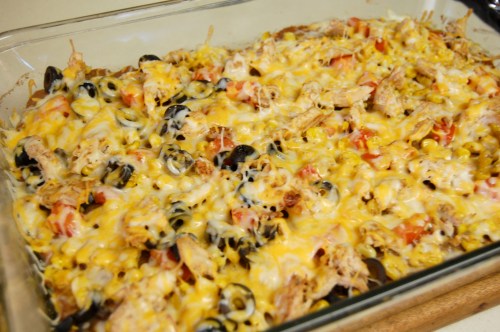 Finished Mexican pizza with melted cheese