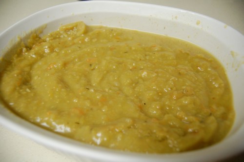 Split pea soup Homemade split pea soup in white dish