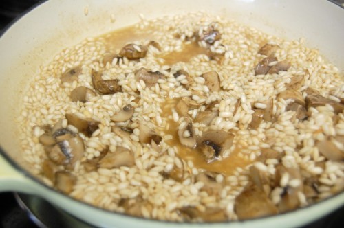 Mushroom risotto Making mushroom risotto
