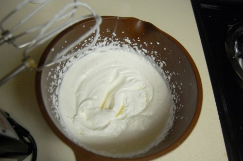 Whipped cream Whipping cream in a mixing bowl