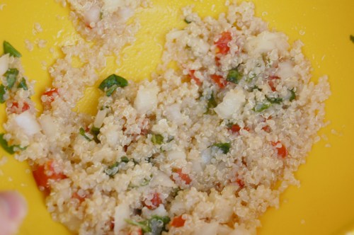 Greek quinoa Bowl of Greek quinoa mixture