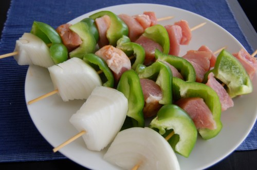 raw pork skewers