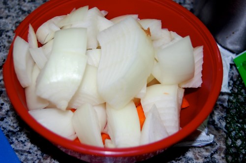 onions cut into chunks
