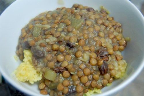 Curried lentils with basmati